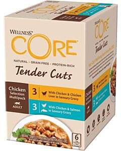 Wellness CORE Tender Cuts Chat Adulte Poulet et Saumon en Sauce 6 x 85 g

