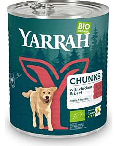Yarrah Bio Bouchées Poulet, Bœuf, Orties et Tomate Chien 6 x 820 g

