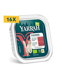 Yarrah Bio Bouchées au Poulet et Bœuf Sans céréales Chat 16 x 100 g
