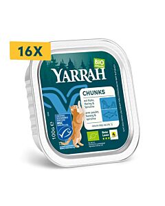 Yarrah Bio Bouchées au Poisson MSC Sans céréales Chat 16 x 100 g


