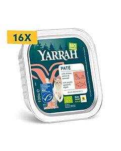 Yarrah Bio Pâtée Saumon MSC Sans céréales Chat 16 x 100 g


