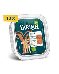 Yarrah Bio Pâtée Canard et Poulet Sans céréales Chien 12 x 150 g