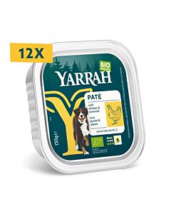 Yarrah Bio Pâtée Poulet et Algues Sans céréales Chien 12 x 150 g


