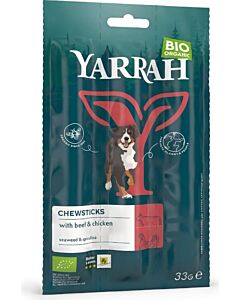 Yarrah Bio Friandises Bâtonnets à macher au Boeuf Chien 3 x 11 g