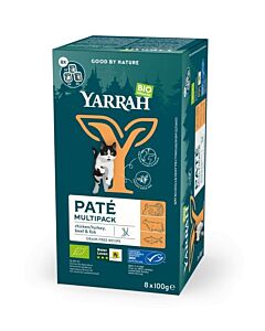 Yarrah Bio Multipack Pâtée Poulet Bœuf Saumon Sans céréales Chat 8 x 100 g

