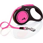 Laisse à enrouleur Flexi Neon Sangle Rose Fluo M 5 m