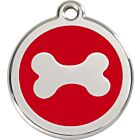 RedDingo Médaille d'identité "Os" rouge - La Compagnie des Animaux