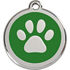 RedDingo Médaille d'identité "Patte" vert - La Compagnie des Animaux
