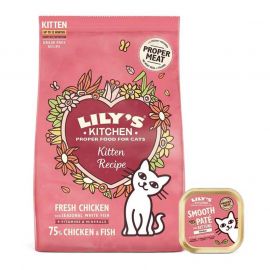 Offerta Lily's Kitchen Gatto: 1 sacchetto di crocchette senza cereali con Pollo 800 g = 1 vaschetta Kitten gratuita