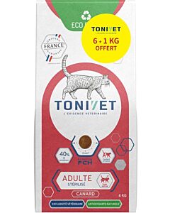 Tonivet Chat Adulte St&eacute;rilis&eacute; Canard 6 + 1 kg offert

