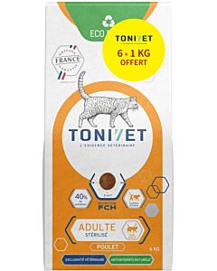 Tonivet Chat Adulte Stérilisé Poulet 6 + 1 kg offert