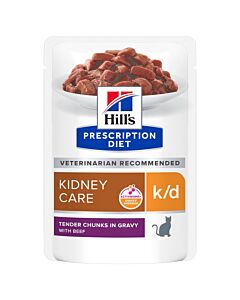 Hill's Prescription Diet Feline K/D Boeuf SACHETS 12 X 85 grs- La Compagnie des Animaux