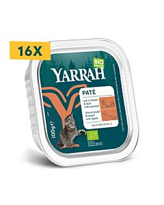Yarrah Bio Pâtée Canard et Poulet Sans céréales Chat 16 x 100 g

