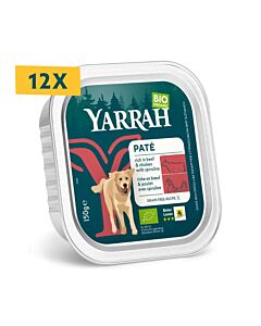 Yarrah Bio Pâtée Bœuf, Poulet et Spiruline Sans céréales Chien 12 x 150 g

