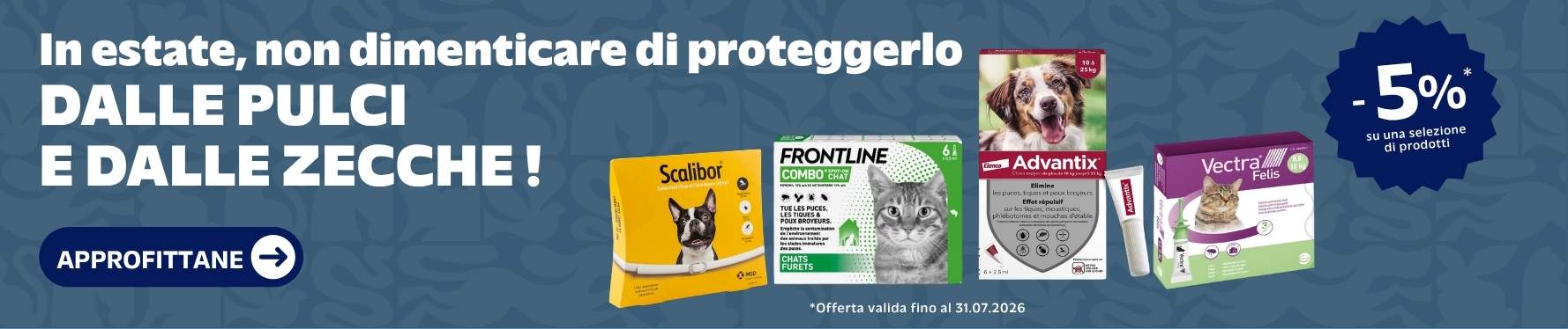 In estate, non dimenticare di proteggerlo  dalle pulci   e dalle zecche !